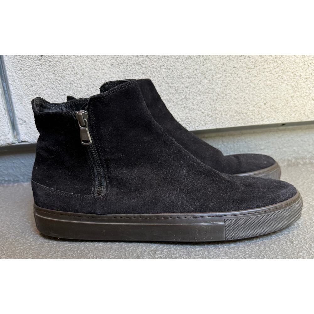 Vince Black Suede High Top Sneaker Boot Zip US 9.5 EU 42 Men